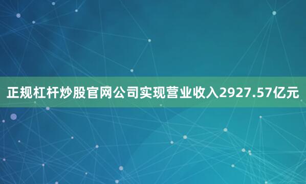 正规杠杆炒股官网公司实现营业收入2927.57亿元