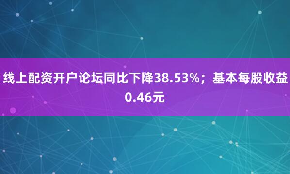 线上配资开户论坛同比下降38.53%；基本每股收益0.46元